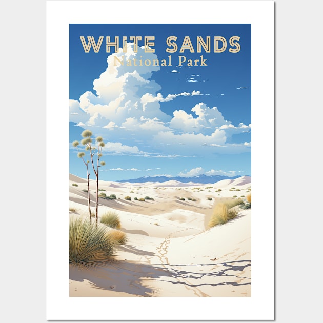 White Sands National Park Travel Poster Wall Art by GreenMary Design